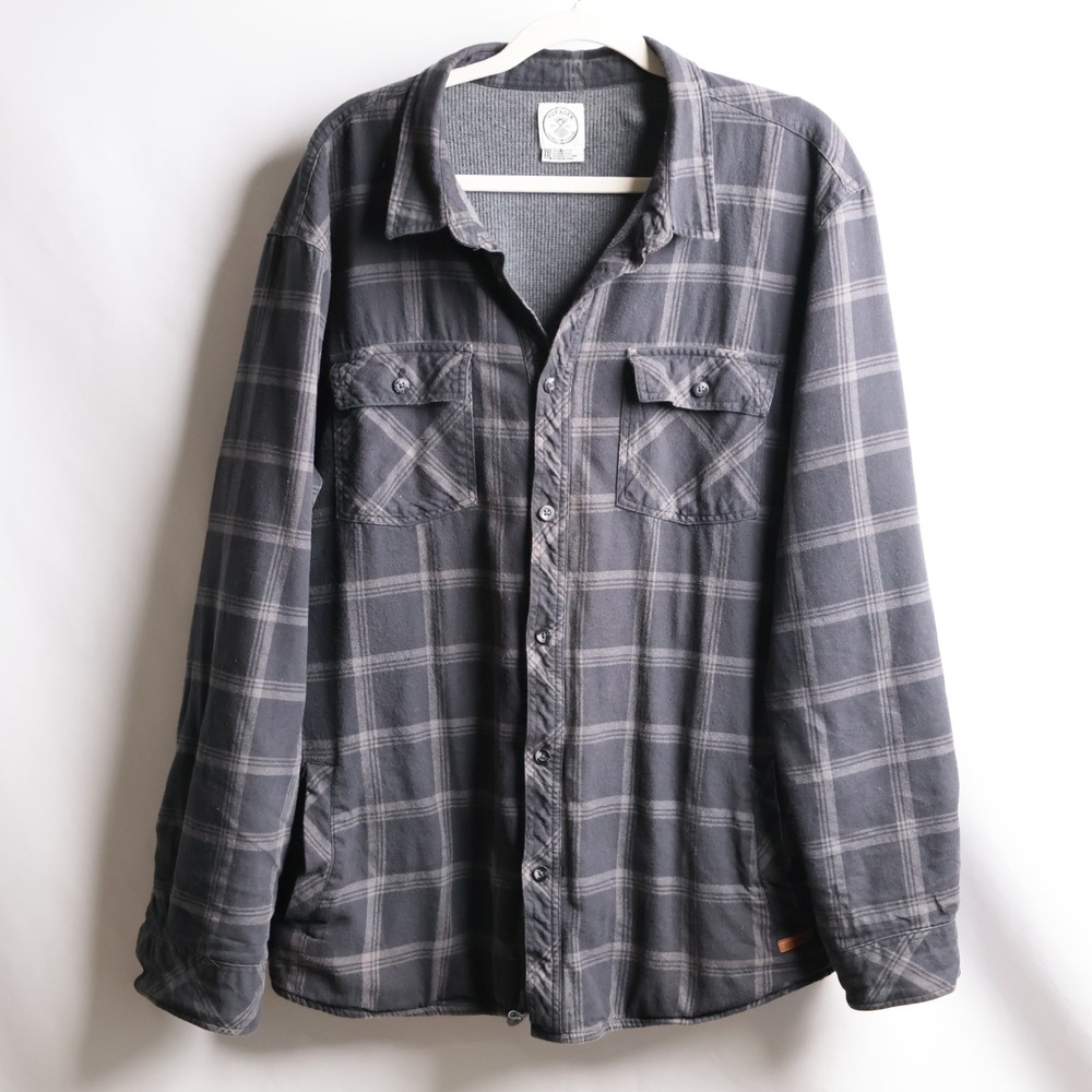 Voyager Mens XXL Gray Plaid Thermal Lined Flannel Shirt Jacket Luke Danes Fall